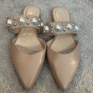 Nine West mules pearl studs flats size 10 women’s